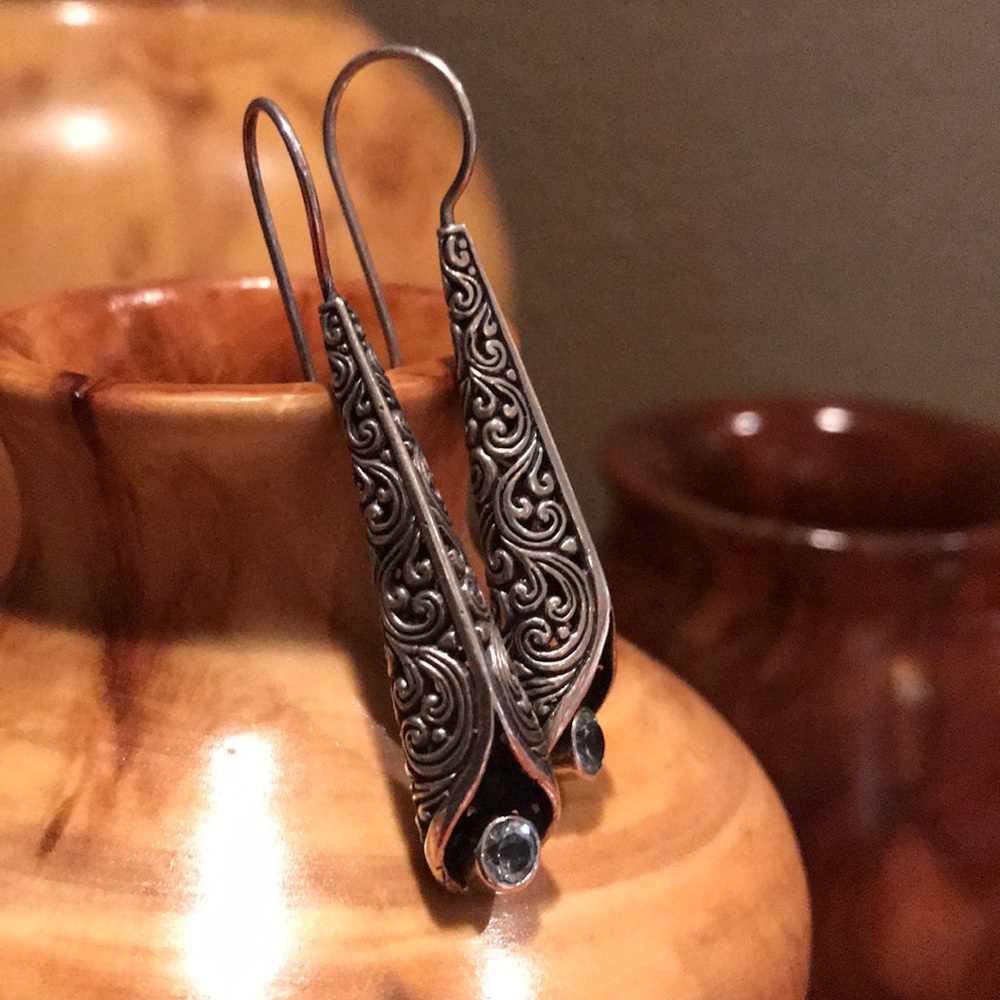 Bali Sterling Sky Blue Topaz Earrings